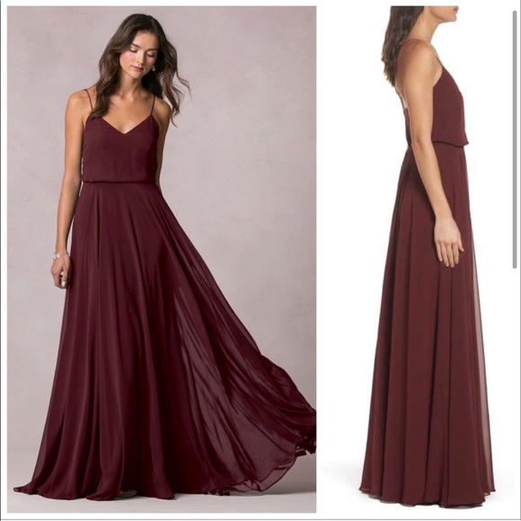 Jenny Yoo Bridesmaid Dress Hibiscus Burgundy - Picture 2 of 7